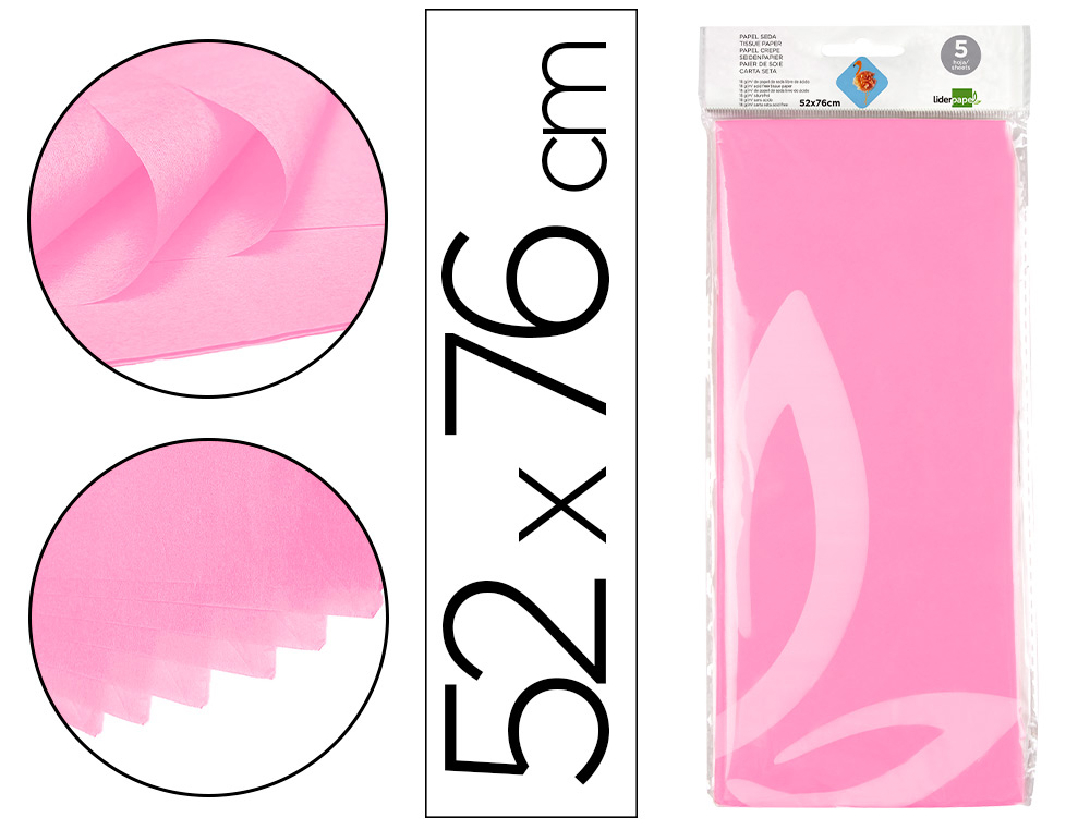 PAPEL SEDA LIDERPAPEL 52 X 76 CM 18 GR ROSA