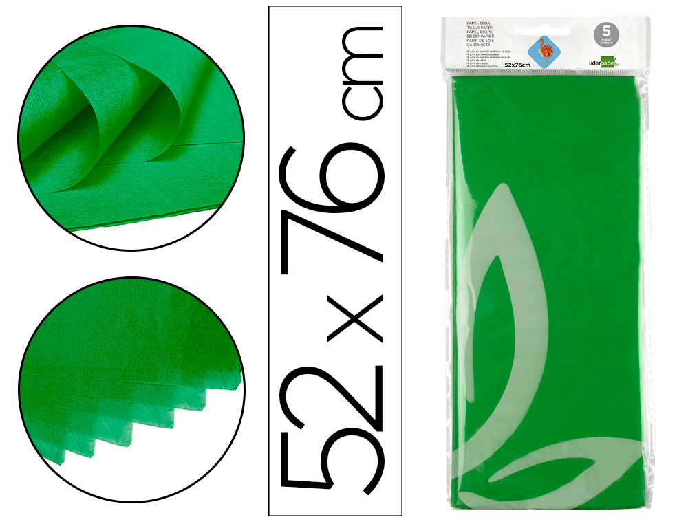 PAPEL SEDA LIDERPAPEL 52 X 76 CM 18 GR VERDE