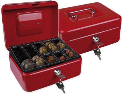 COFRE COM BANDEJA PARA MOEDAS Q-CONNECT 200X90X160 MM VERMELHO