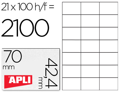 ETIQUETAS ADESIVAS APLI DIN A4 70X42,4 MM