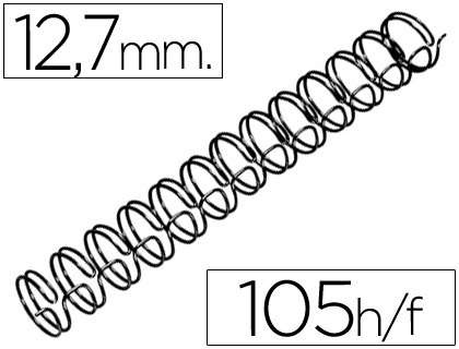 ESPIRAL GBC PRETA MODELO WIRE 3:1 12,7 MM N.8 COM CAPACIDADE PARA 105 FOLHAS