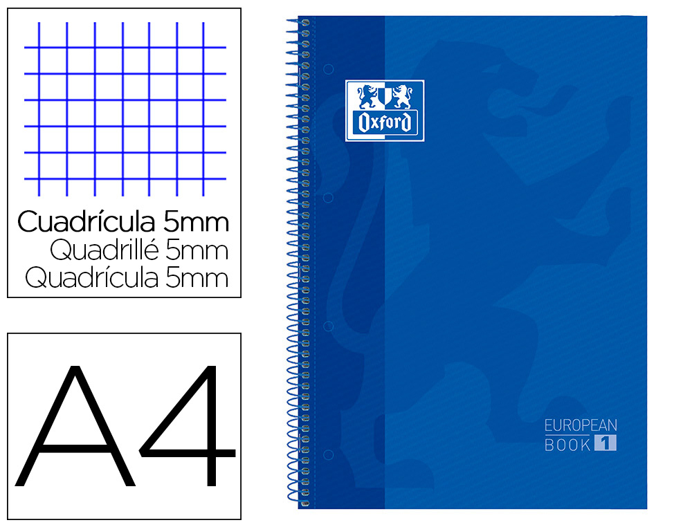 CADERNO ESPIRAL OXFORD CAPA EXTRADURA MICROPERFURADO DIN A4 80 F QUADRICULA 5MM COR AZUL
