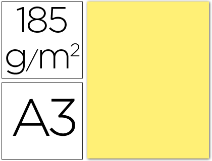 CARTOLINA GUARRO DIN A3 AMARELO 185 GR PACK DE 50 FOLHAS