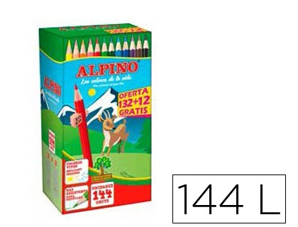 LAPIS DE COR ALPINO SCHOOL PACK DE 132 + 12 UNIDADES OFERTA CORES SORTIDAS