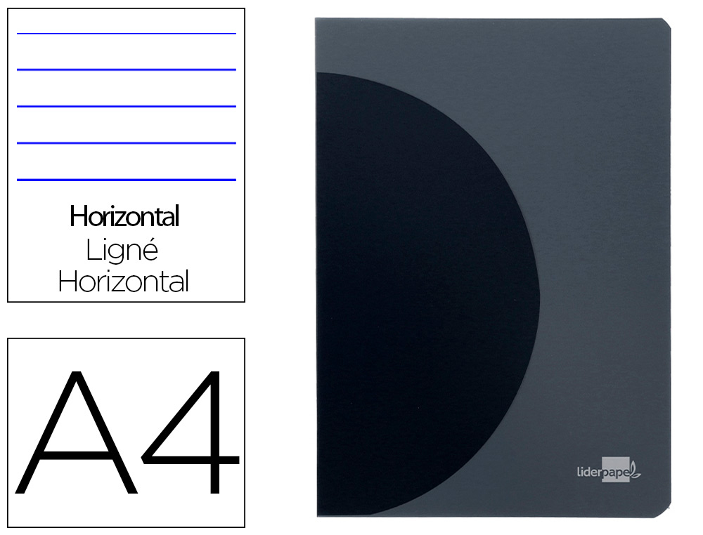 CADERNO AGRAFADO LIDERPAPEL 360 CAPA DE PLASTICO DIN A4 48 F 90 GR PAUTADO COM DUPLA MARGEM CAPA PRETA