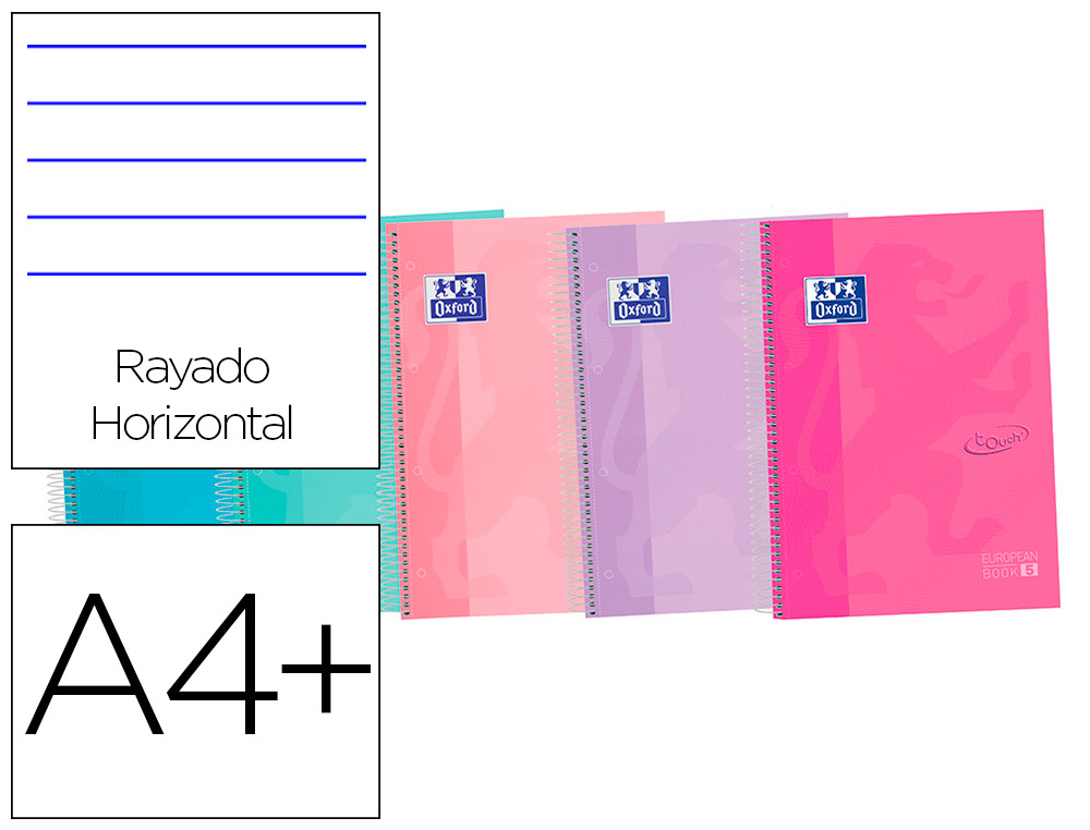 CADERNO ESPIRAL OXFORD EBOOK 5 CAPA EXTRADURA DIN A4+ 120 F PAUTADO CORES SORTIDAS TOUCH