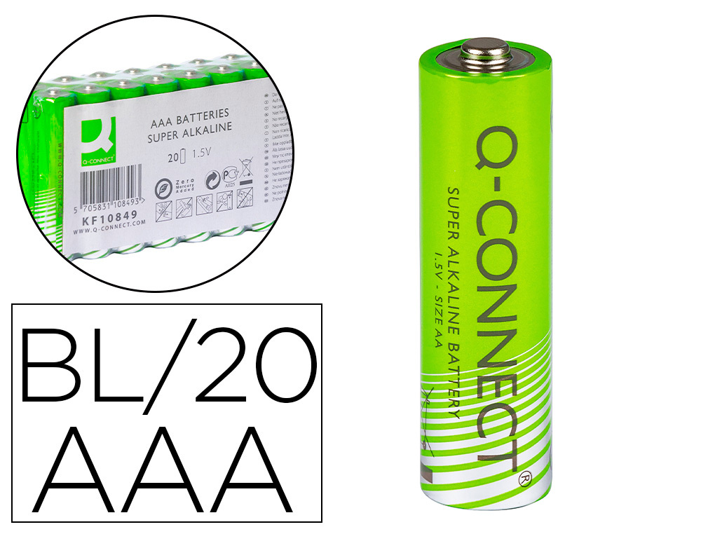 PILHA Q-CONNECT ALCALINA AAA PACK COM 20 UNIDADES