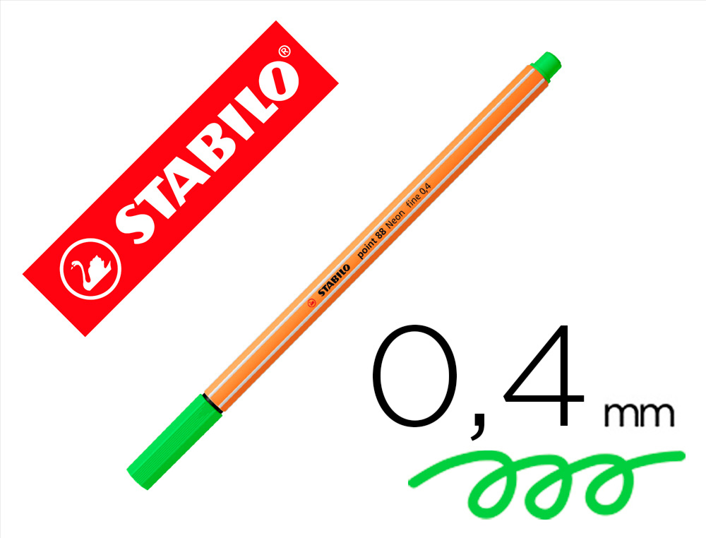 MARCADOR STABILO PONTA DE FIBRA POINT 88 VERDE NEON