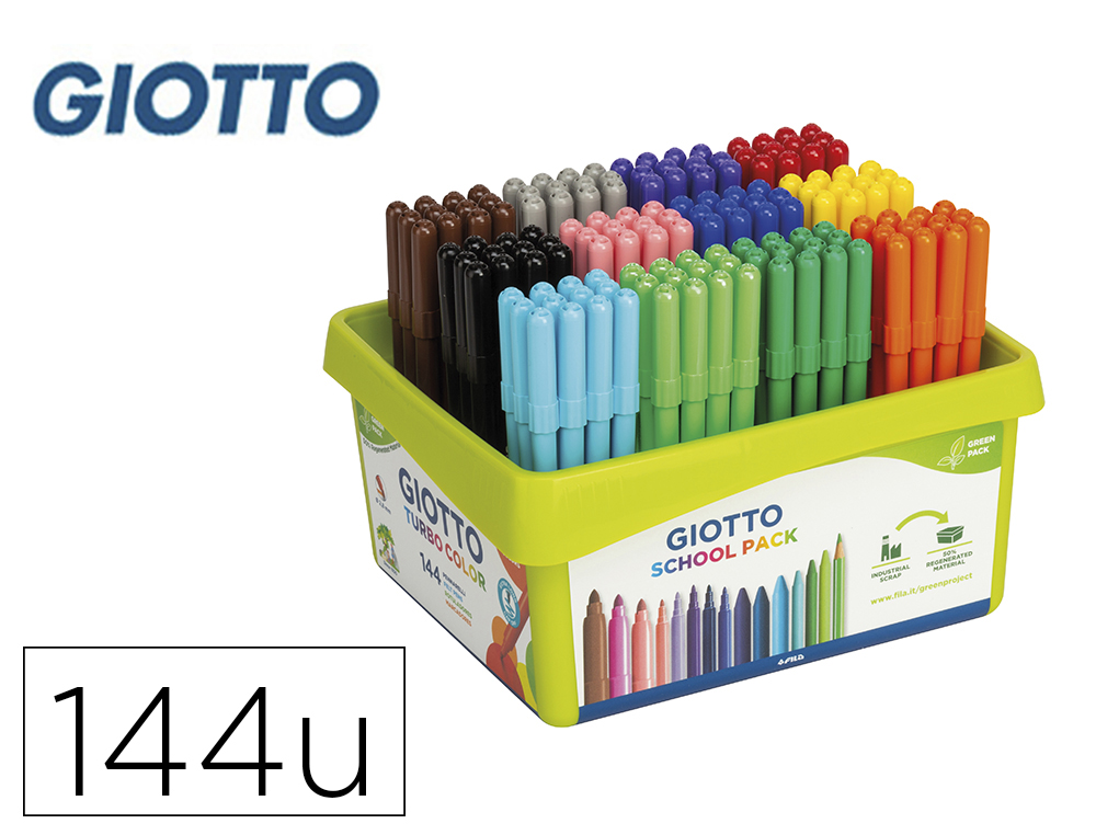 MARCADOR GIOTTO TURBO COR SCHOOL PACK DE 144 UNIDADES 12 CORES X 12 UNIDADES