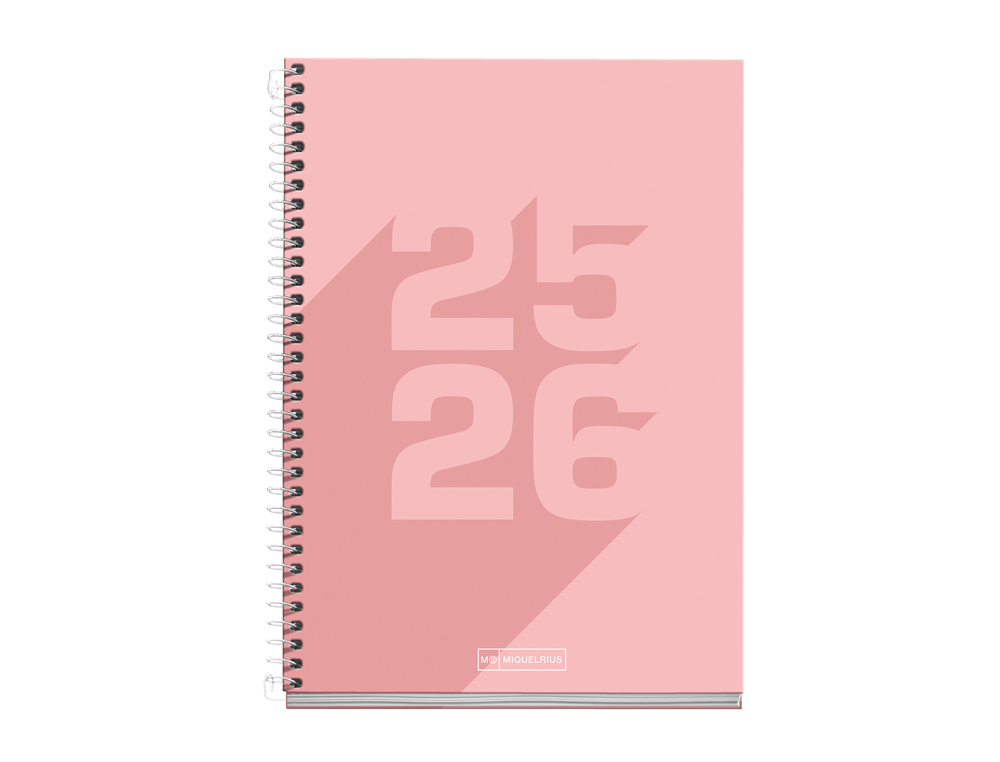 AGENDA ESPIRAL ESCOLAR MIQUELRIUS BASIC DIN A5 SEMANA VISTA 25-26 TAPA CARTON FORRADO ROSA
