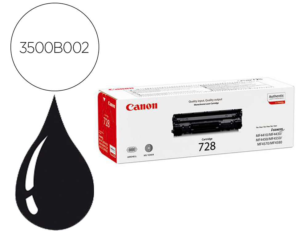 TONER CANON 728 I-SENSYS MF4410 / 4450D / 4580DN / L150 PRETO 2.100 PAG