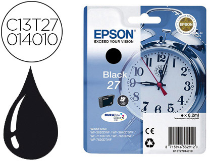 TINTEIRO EPSON 27 WF 3620 / 3640 / 7110 / 7610 / 7620 PRETO 350 PAG