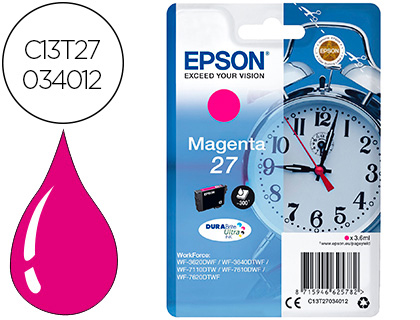 TINTEIRO EPSON 27 WF-3620 / 711 0/ 7610 / 7620 MAGENTA 300 PAG