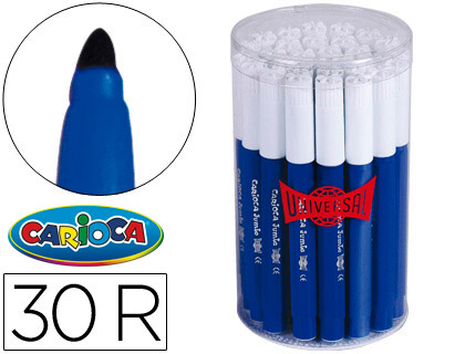 MARCADOR JUMBO CARIOCA POTE DE 30 UNIDADES AZUIS