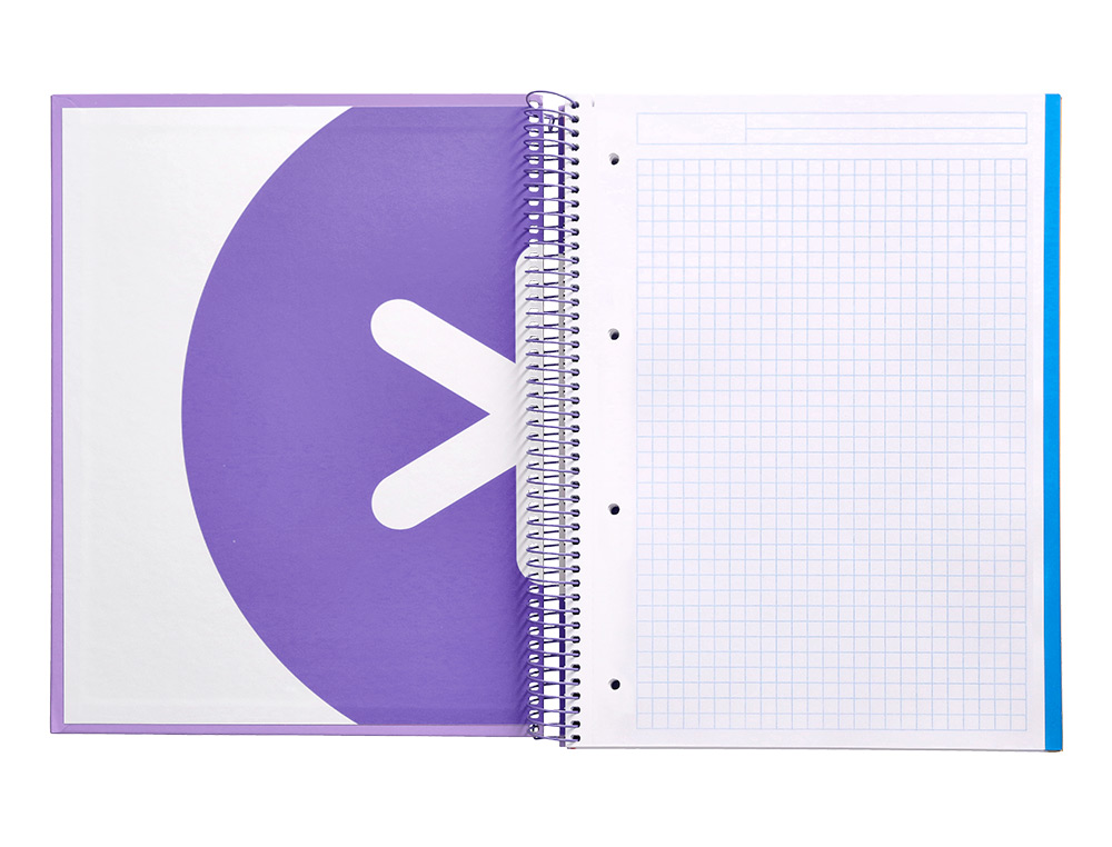 CADERNO ESPIRAL DIN A4 ANTARTIK CAPA FORRADA 120 F 100 GR QUADRICULA 5MM 5 BANDAS DE CORES COR LAVANDA