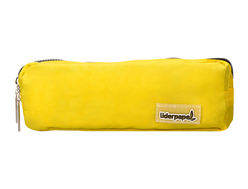 ESTOJO ESCOLAR LIDERPAPEL RETANGULAR 3 BOLSOS AMARELO PASTEL 185X80X70 MM