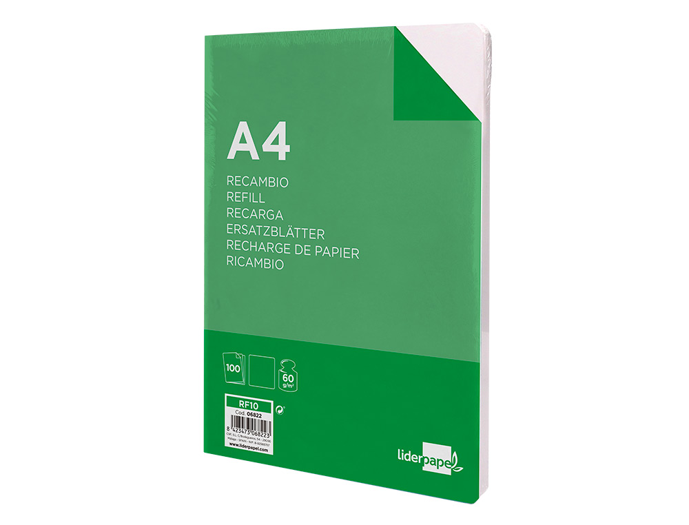 RECARGA LIDERPAPEL FOLIO 100 F 4TF-10 LISO 4 FUROS