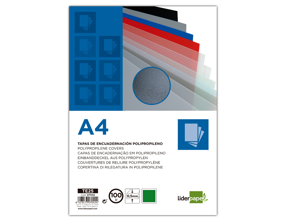 CAPA ENCADERNACAO LIDERPAPEL POLIPROPILENO A4 0.5MM VERDE OPACO EMBALAGEM DE 100 UNIDADES
