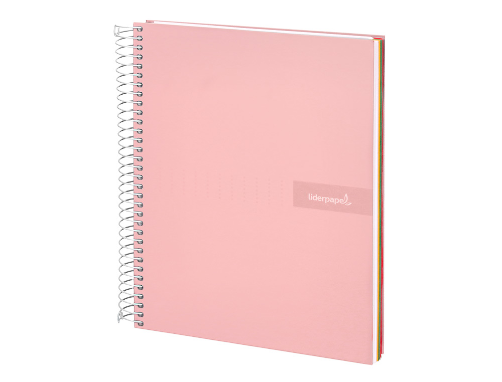 CADERNO ESPIRAL LIDERPAPEL CRAFTY MICRO DIN A5 CAPA FORRADA 120 F 90 GR QUADRICULA 5MM 5 BANDAS DE CORES 6 FUROS COR ROS