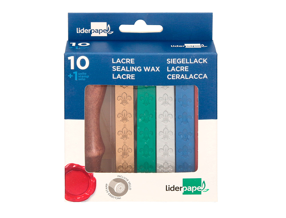 LACRE LIDERPAPEL COM CARIMBO DE CARTA CONJUNTO DE 10 BARRAS CORES SORTIDAS