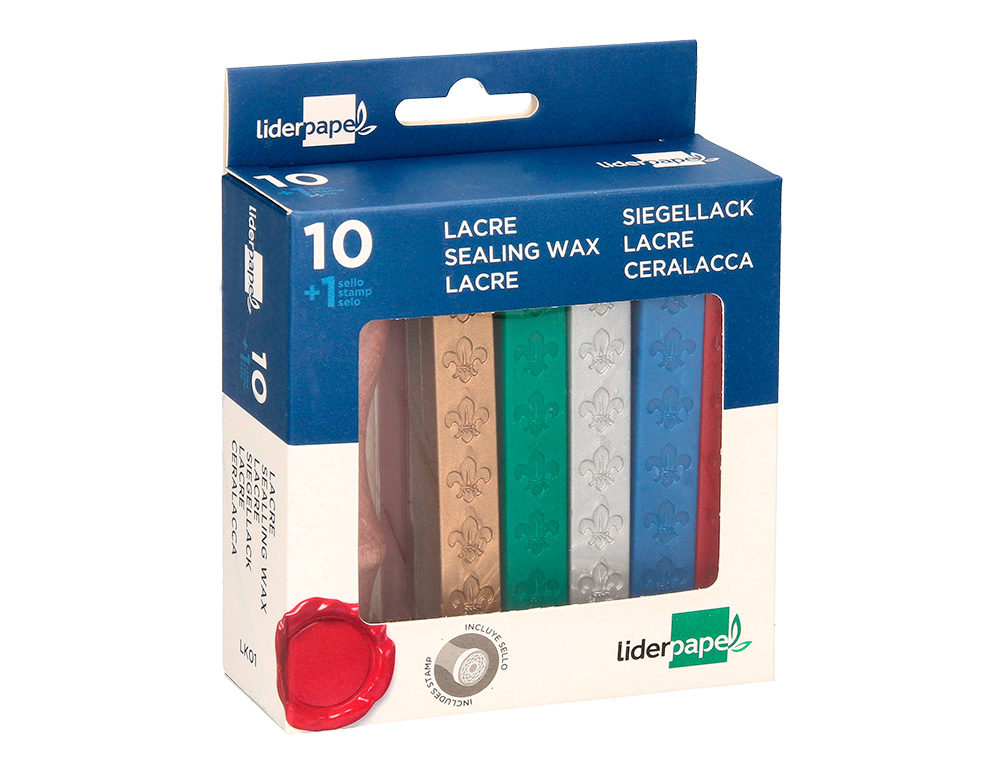 LACRE LIDERPAPEL COM CARIMBO DE CARTA CONJUNTO DE 10 BARRAS CORES SORTIDAS