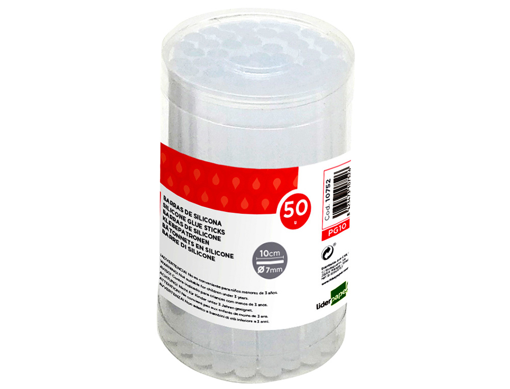 BARRA COLA TERMOFUSIVEL LIDERPAPEL 7 MM DIAMETRO X 100 MM COMPRIMENTO CAIXA DE 50 UNIDADES