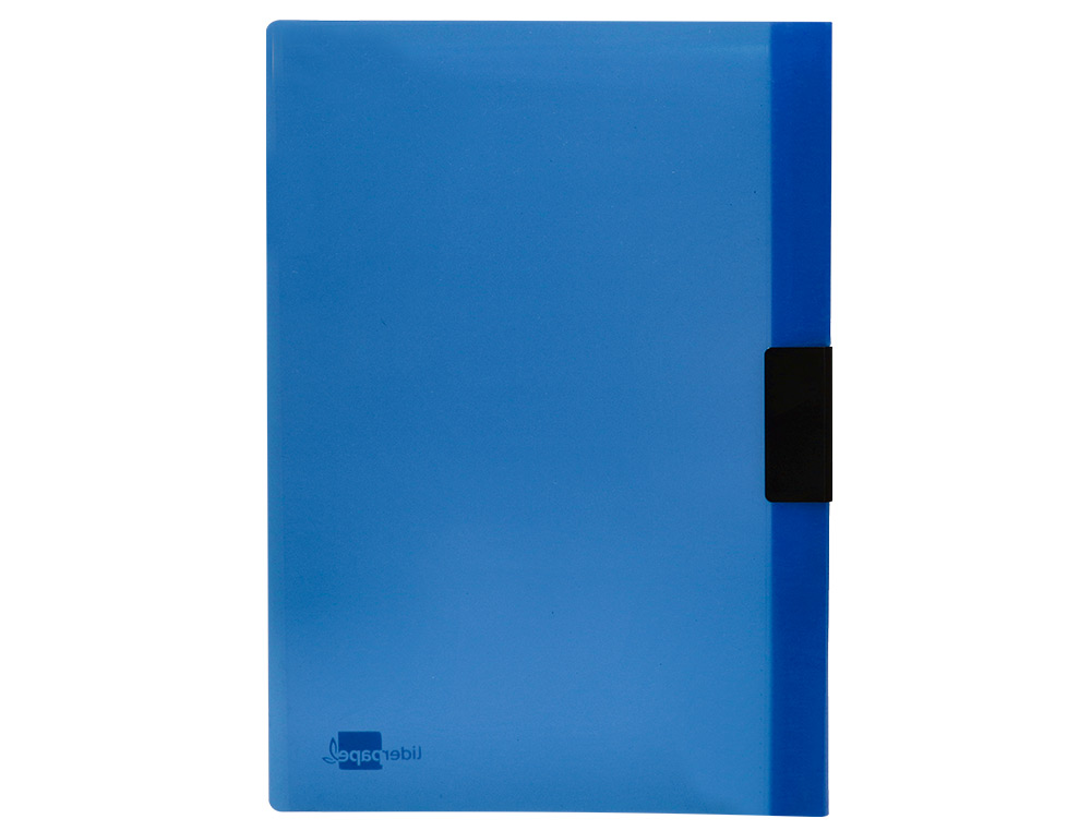 BOLSA DOSSIER LIDERPAPEL COM CLIP LATERAL DIN A4 AZUL TRANSLUCIDO 60 FOLHAS