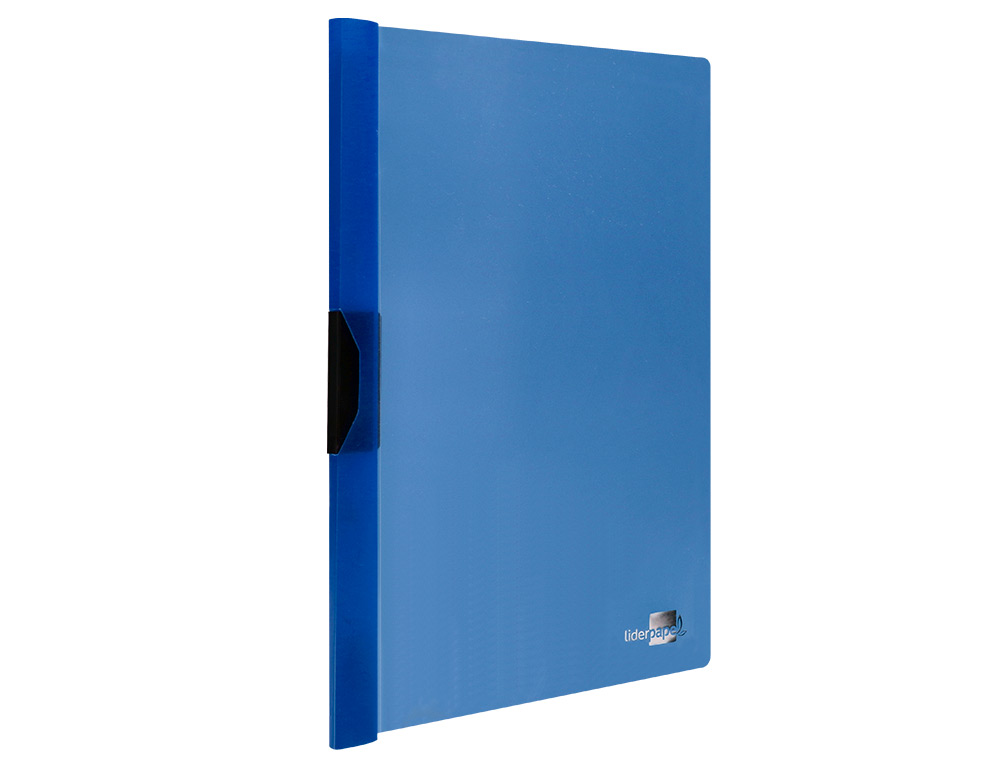 BOLSA DOSSIER LIDERPAPEL COM CLIP LATERAL DIN A4 AZUL TRANSLUCIDO 60 FOLHAS