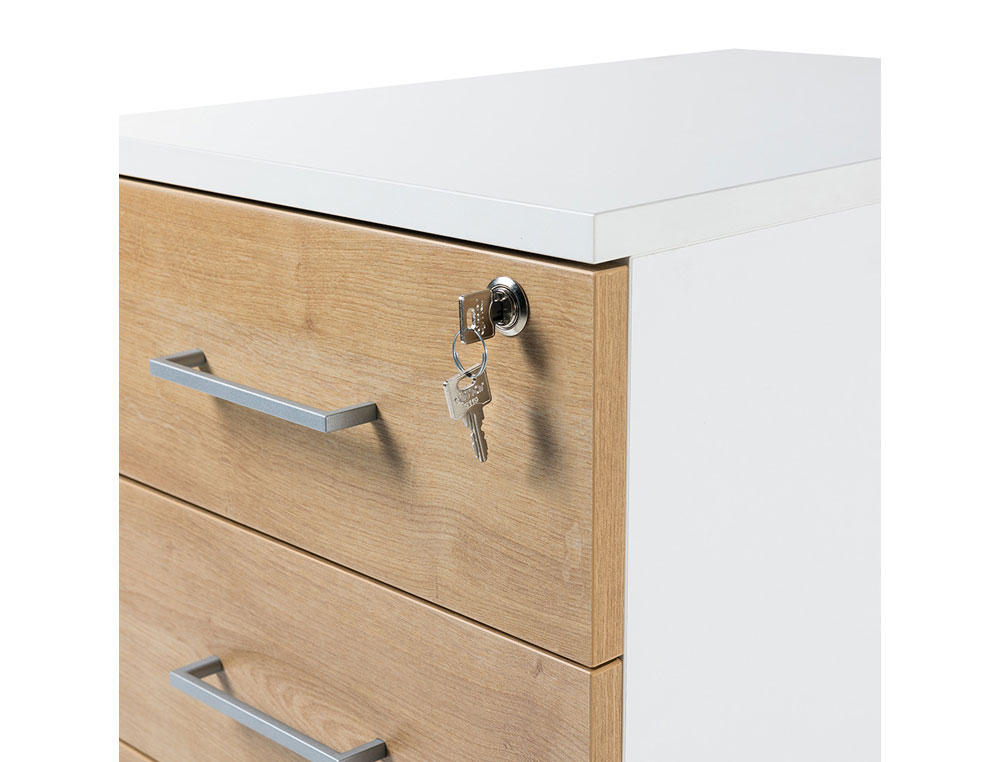 ARMARIO ROCADA COM DOIS GAVETAS SERIE STORE 58X40X59,5 CM ACABAMENTO AB01 ALUMINIO/FAIA