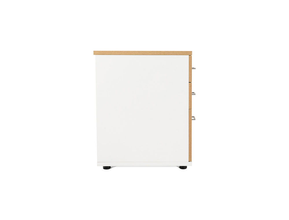 ARMARIO ROCADA COM TRES GAVETAS SERIE STORE 60X50X72 CM ACABAMENTO AB01 ALUMINIO/FAIA