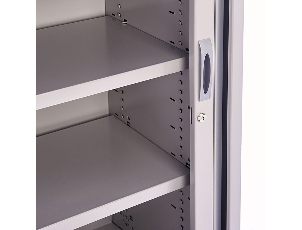 ARMARIO METALICO ROCADA DOIS PORTAS TIPO PERSIANA INCLUI DOIS PRATELEIRA SERIE STORE 120X105X45 CM ACABAMENTO AC00 CINZA