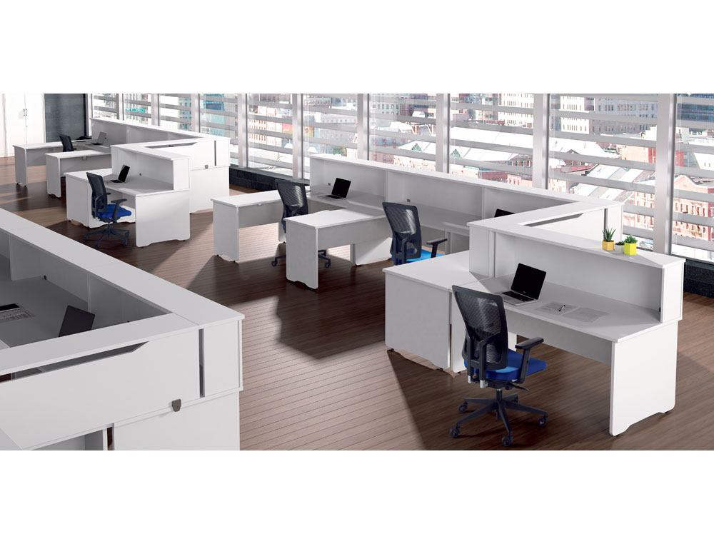 APOIO DE SECRETARIA ROCADA VALIDO PARA MESAS WORK METAL EXECUTIVE 200X30X40 CM ACABAMENTO AW04 BRANCO/BRANCO