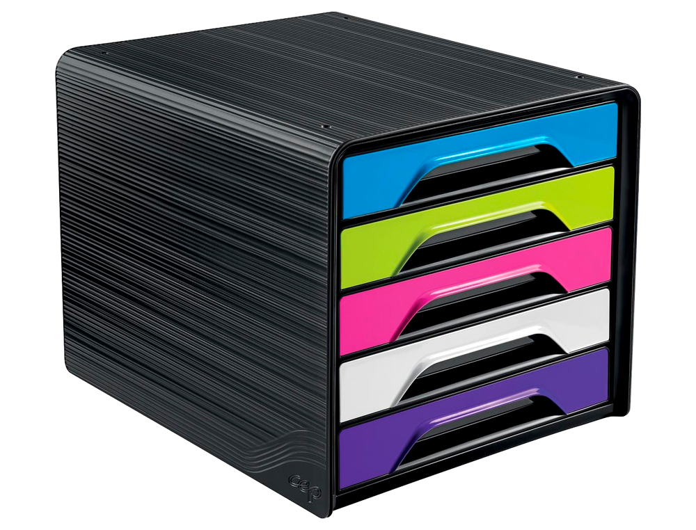 BLOCOS CLASSIFICADORES DE SECRETARIA CEP 5 GAVETAS PRETO/MULTICOLOR FLASHY 360X288X270 MM