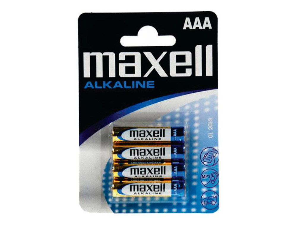 PILHA MAXELL ALCALINA 1.5 V TIPO AAA LR03 BLISTER DE 4 UNIDADES