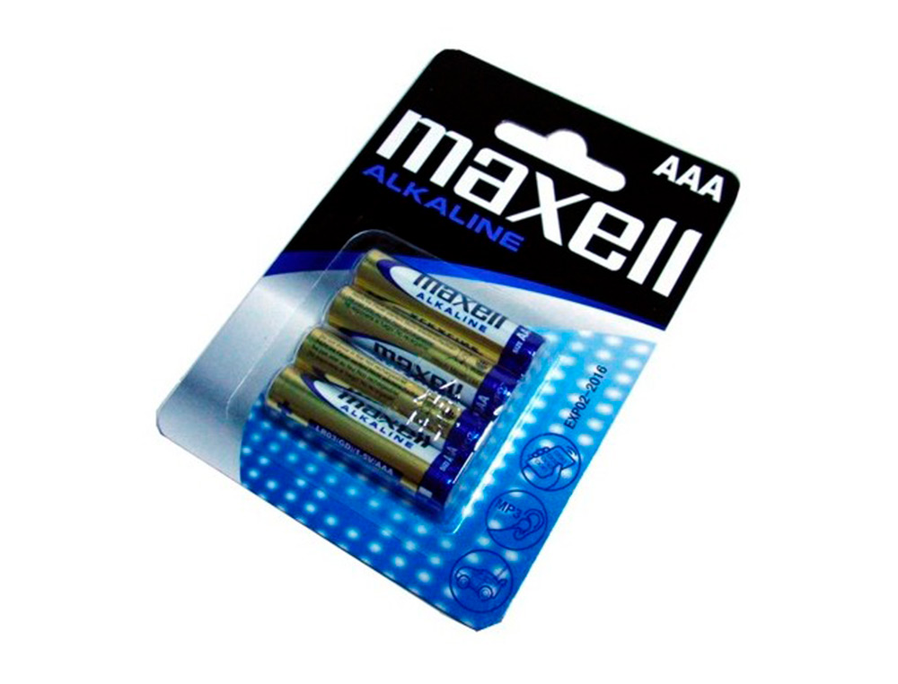 PILHA MAXELL ALCALINA 1.5 V TIPO AAA LR03 BLISTER DE 4 UNIDADES