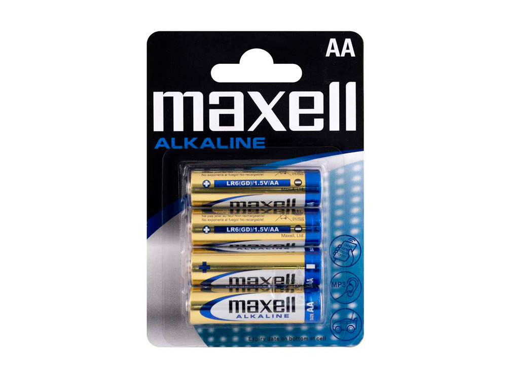 PILHA MAXELL ALCALINA 1.5 V TIPO AA LR06 BLISTER DE 4 UNIDADES