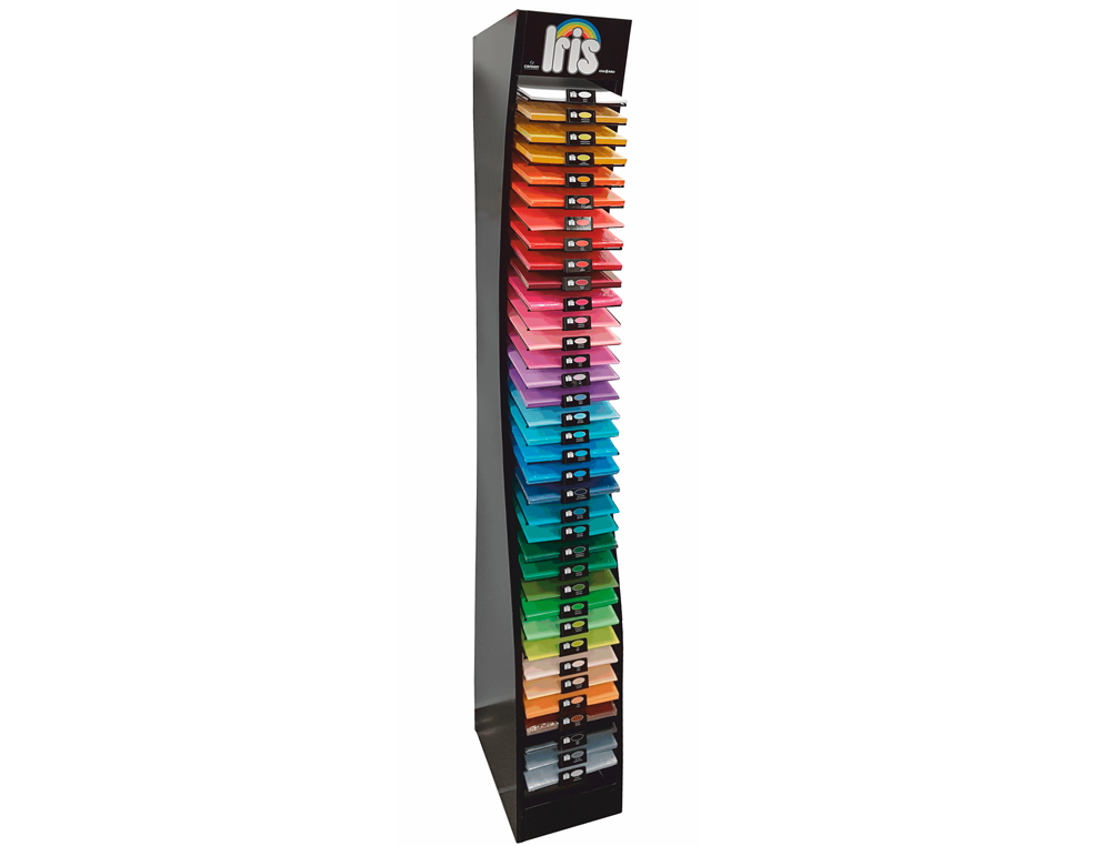 EXPOSITOR GUARRO METALICO VAZIO 36 ESTANTES PARA CARTOLINA IRIS DIN A4 185 GR 30X40X200 CM