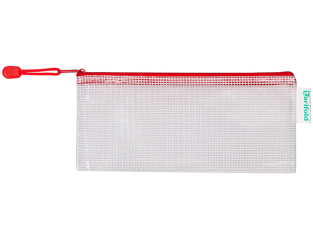 BOLSA MULTIUSOS TARIFOLD PVC 250X115 MM ABERTURA SUPERIOR COM FECHO PORTA ESFEROGRAFICA E CORREIA COR VERMELHO