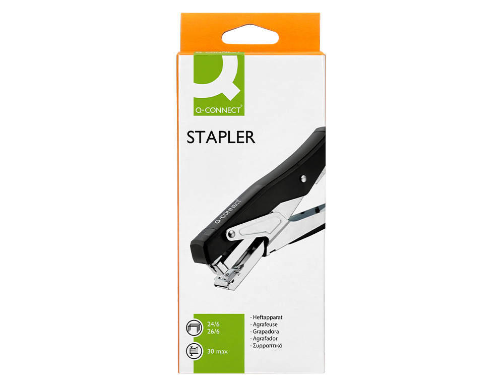 AGRAFADOR Q-CONNECT DE ALICATE CAPACIDADE 25 FOLHAS USA AGRAFES 24/6 E 26/6 METALICO COR PRETO