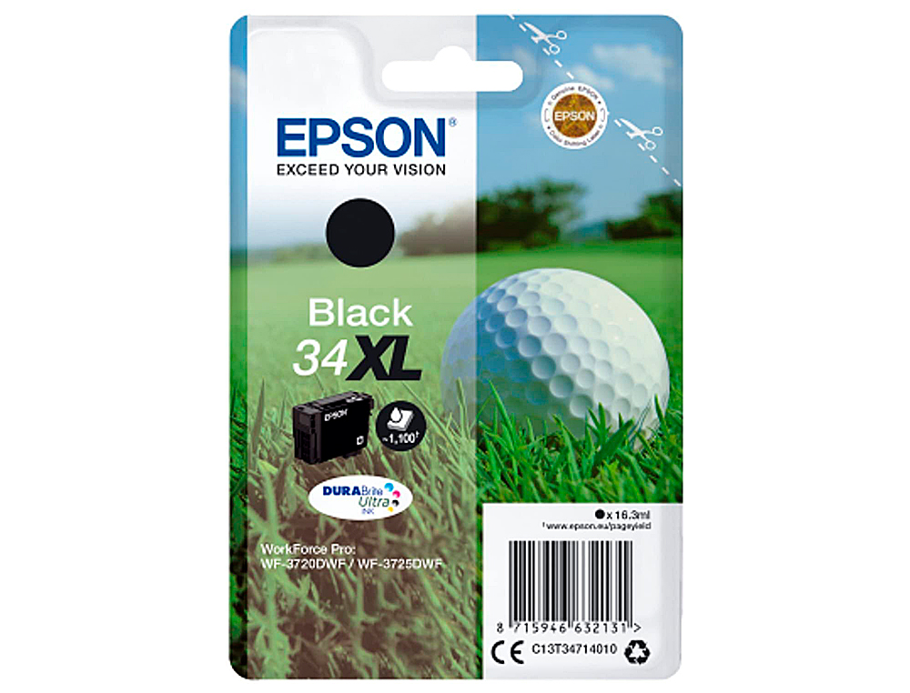 TINTEIRO EPSON 34XL WORKFORCE PRO WF-3720 / WF-3720DWF / WF-3725DWF PRETO 1.100 PAG