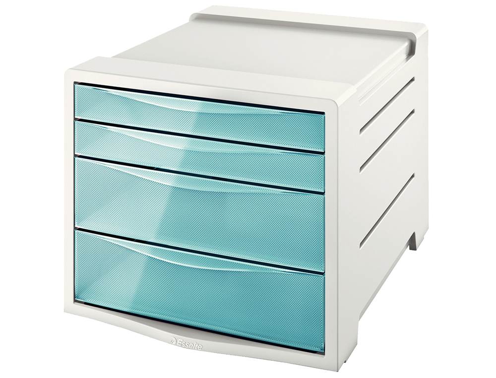 BLOCO CLASSIFICADOR DE SECRETARIA ESSELTE COLOUR ICE PLASTICO 4 GAVETAS COR AZUL 245X365X285 MM