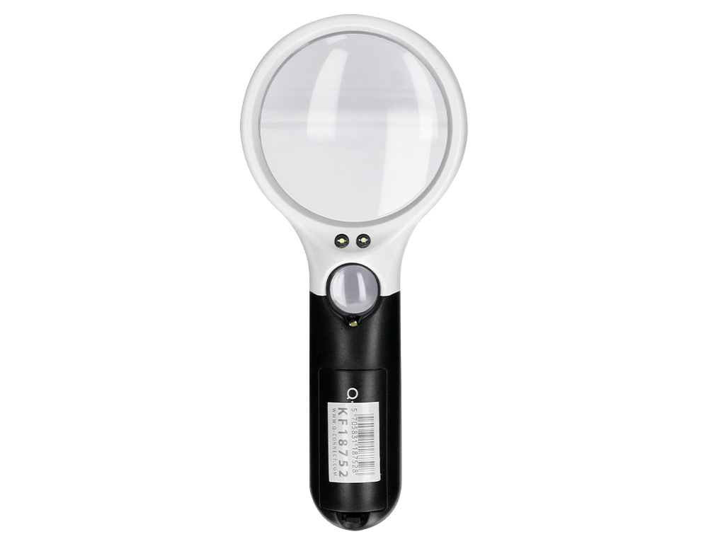 LUPA ELECTRICA Q-CONNECT ARO ABS 75 MM 3 AUMENTOS 3 LEDS