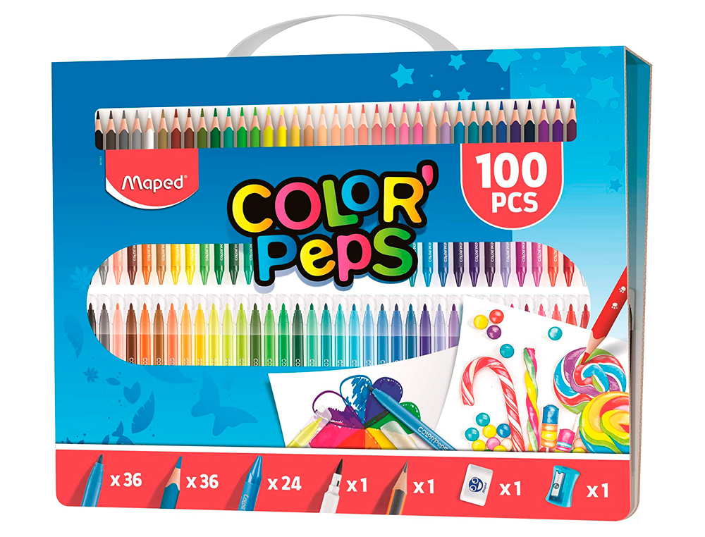 ESTOJO DE PINTURA MAPED COLOR PEPS KIT 100 PEAS SORTIDAS