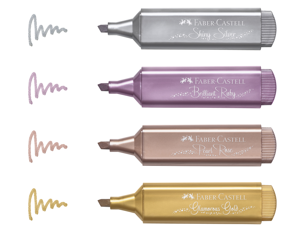 MARCADOR FABER FLUORESCENTE TEXLINER 46 COR METALICA ESTOJO 4 UNIDADES CORES SORTIDAS
