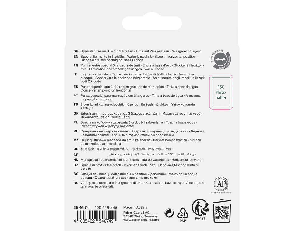 MARCADOR FABER FLUORESCENTE TEXLINER 46 COR METALICA ESTOJO 4 UNIDADES CORES SORTIDAS