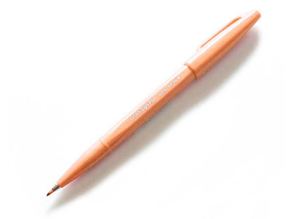 CANETA PINCEL PENTEL TOUCH PARA CALIGRAFIA COR CASTANHO PALIDO