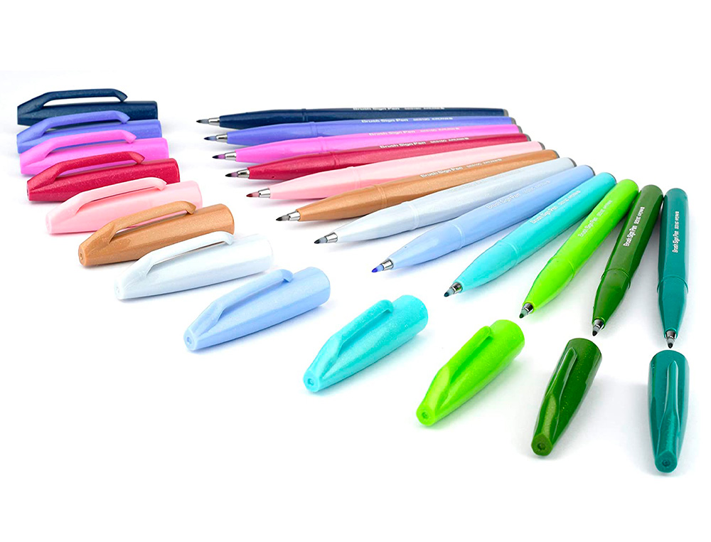 CANETA PINCEL PENTEL TOUCH PARA CALIGRAFIA COR CASTANHO PALIDO