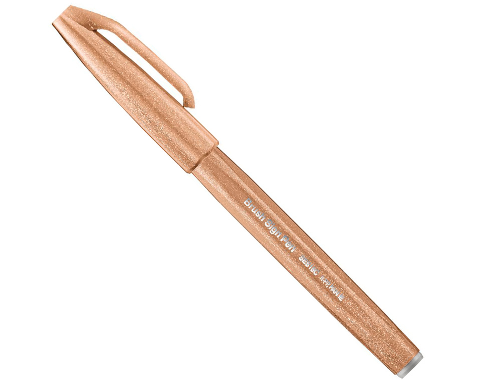 CANETA PINCEL PENTEL TOUCH PARA CALIGRAFIA COR CASTANHO PALIDO