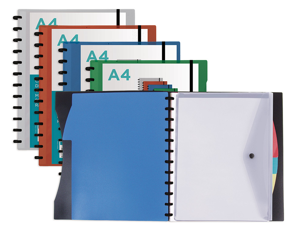 PASTA LIDERPAPEL A4 COM 40 BOLSAS INTERCAMBIAVEIS 5 SEPARADORES ENVELOPE E ELASTICO CAPA E LOMBADA PERSONALIZAVEL TRANSP