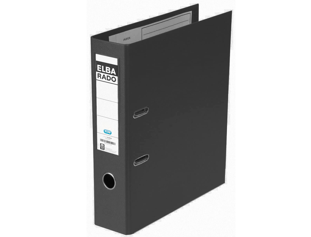 PASTA DE ARQUIVO DE ALAVANCA ELBA CHIC CARTAO FORRADO PVC COM RADO FOLIO LOMBADA DE 80 MM PRETO
